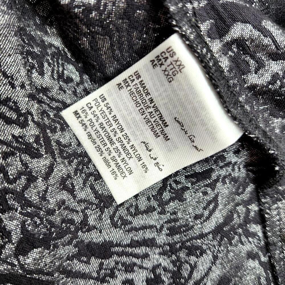 JM Collection Black & Silver Marble Pattern Bell Sleeve Blouse XXL‎ - Picture 7 of 7